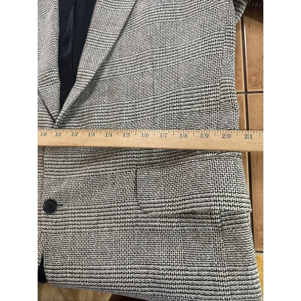 Stafford Sz 42R Silk Wool Gray Black Glen Plaid‎ Blazer Sport Suit Jacket